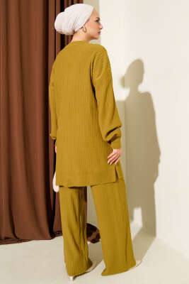 Fitilli Basic Triko İkili Takım Yağ Yeşili - İkili Takım