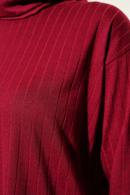 Fitilli Basic Tunik İkili Takım Bordo - İkili Takım