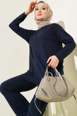 Fitilli Basic Tunik İkili Takım Lacivert - İkili Takım