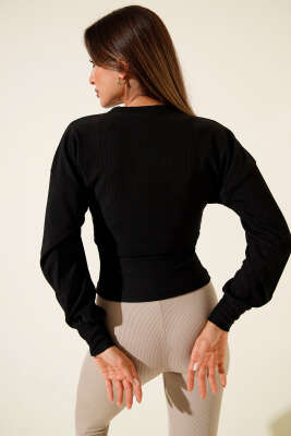 Fitilli Bisiklet Yaka İkili Bluz Siyah - Yılın Fırsatı