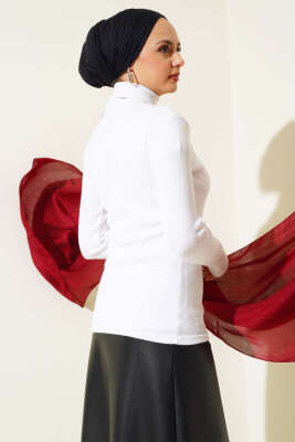 Fitilli Boğazlı Body Beyaz - Bluz