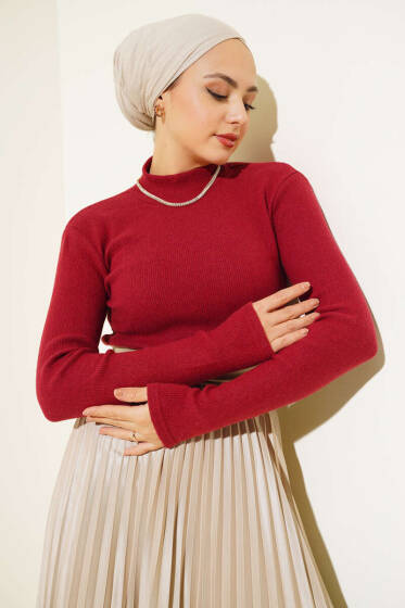 Fitilli Boğazlı Body Bordo - Bluz