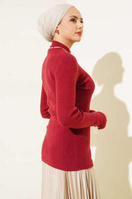 Fitilli Boğazlı Body Bordo - Bluz