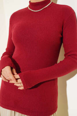 Fitilli Boğazlı Body Bordo - Bluz