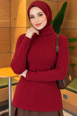 Fitilli Boğazlı Body Bordo 