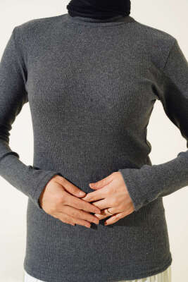 Fitilli Boğazlı Body Füme - Bluz