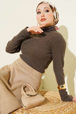 Fitilli Boğazlı Body Kahve 