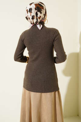 Fitilli Boğazlı Body Kahve - Bluz