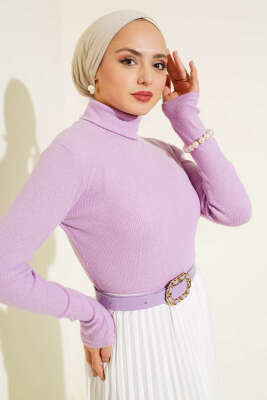 Fitilli Boğazlı Body Leylak 