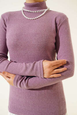 Fitilli Boğazlı Body Lila - Bluz