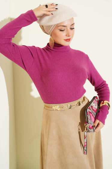 Fitilli Boğazlı Body Magenta - Bluz