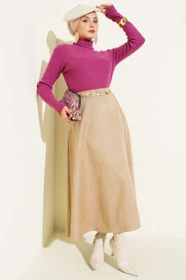 Fitilli Boğazlı Body Magenta - Bluz