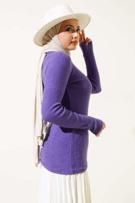 Fitilli Boğazlı Body Menekşe - Bluz