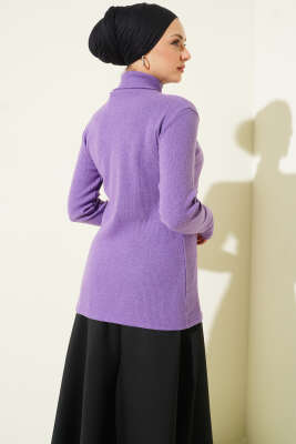 Fitilli Boğazlı Body Mor - Bluz