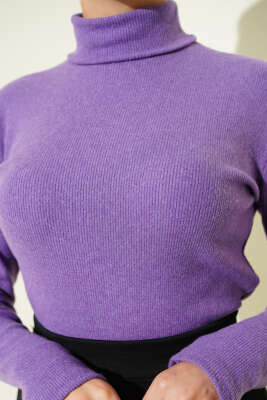 Fitilli Boğazlı Body Mor - Bluz