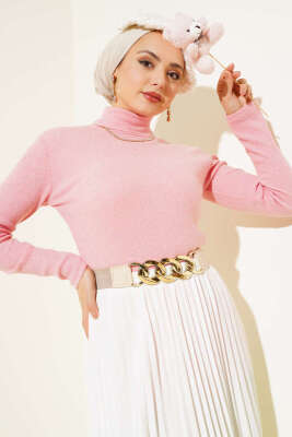 Fitilli Boğazlı Body Pudra - Bluz