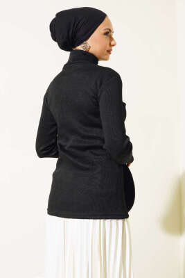 Fitilli Boğazlı Body Siyah - Bluz