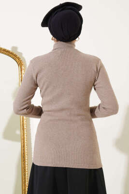 Fitilli Boğazlı Body Sütlü Kahve - Bluz