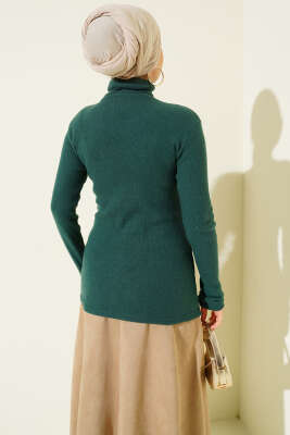 Fitilli Boğazlı Body Zümrüt - Bluz