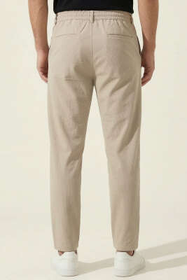 Fitilli Çıtçıtlı Erkek Pantolon Bej - Erkek Pantolon