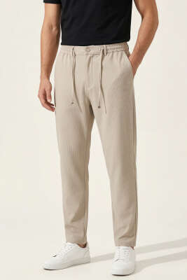 Fitilli Çıtçıtlı Erkek Pantolon Bej - MARTİN MİXS