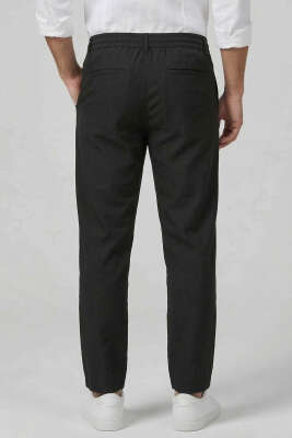 Fitilli Çıtçıtlı Erkek Pantolon Siyah - Erkek Pantolon