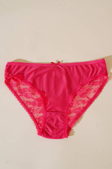 Fitilli Dantelli Bayan Külot Nar Çiçeği - İç Giyim