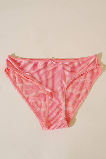 Fitilli Dantelli Bayan Külot Somon - İç Giyim