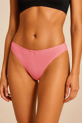 Fitilli Dantelli Bayan Külot Somon - İç Giyim