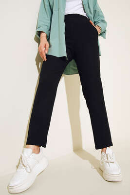 Fitilli Dar Paça Pantolon Siyah - Pantolon