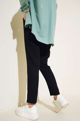 Fitilli Dar Paça Pantolon Siyah - Pantolon