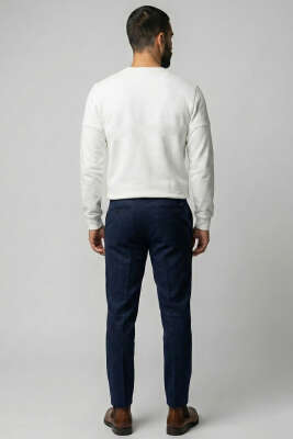 Fitilli Dikiş Detaylı Erkek Sweatshirt Beyaz - Erkek Sweatshirt