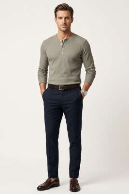 Fitilli Düğmeli Erkek Sweatshirt Çağla Yeşili - Erkek Sweatshirt