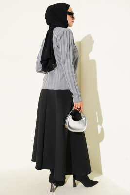 Fitilli Düğmeli Triko Hırka Gri - Yılın Fırsatı