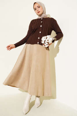 Fitilli Düğmeli Triko Hırka Kahve - Yılın Fırsatı