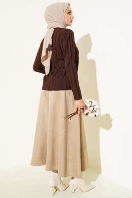 Fitilli Düğmeli Triko Hırka Kahve - Yılın Fırsatı