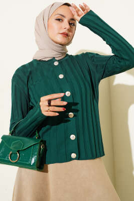 Fitilli Düğmeli Triko Hırka Nefti - Yılın Fırsatı