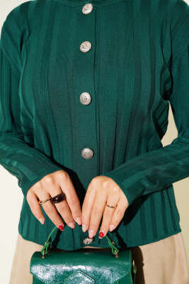 Fitilli Düğmeli Triko Hırka Nefti - Yılın Fırsatı