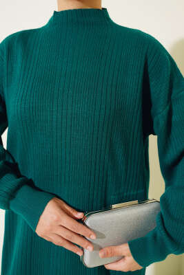 Fitilli Düz Pike Elbise Nefti - Tesettür Elbise