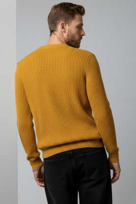 Fitilli Erkek Triko Kazak Hardal - Erkek Kazak