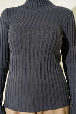 Fitilli Esnek Triko Kazak Antrasit - Triko Kazak