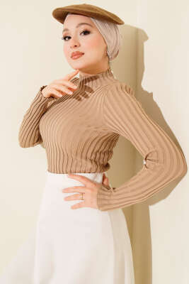 Fitilli Esnek Triko Kazak Latte 