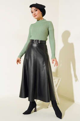 Fitilli Esnek Triko Kazak Mint - Yılın Fırsatı