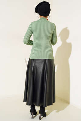 Fitilli Esnek Triko Kazak Mint - Yılın Fırsatı