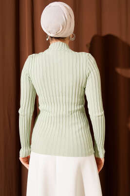 Fitilli Esnek Triko Kazak Mint - Yılın Fırsatı