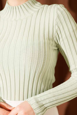 Fitilli Esnek Triko Kazak Mint - Yılın Fırsatı