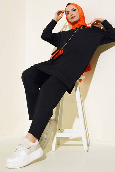 Fitilli İkili Takım Siyah - İkili Takım