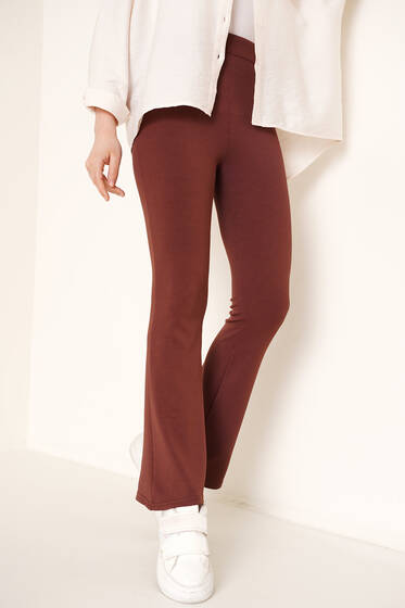 Fitilli İspanyol Paça Pantolon Kahve - Pantolon