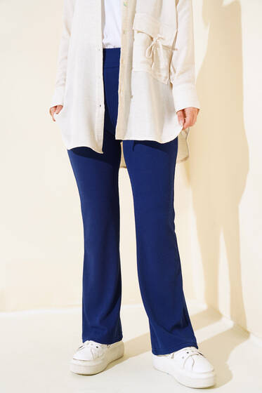 Fitilli İspanyol Paça Pantolon Lacivert - Pantolon