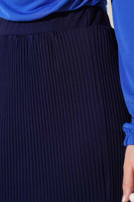 Fitilli Kalem Etek Lacivert - Uzun Etek